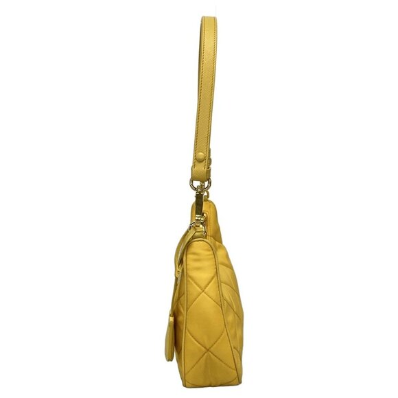Auth PRADA - 1BC204 Yellow Nylon Leather Shoulder Bag - Picture 6 of 16